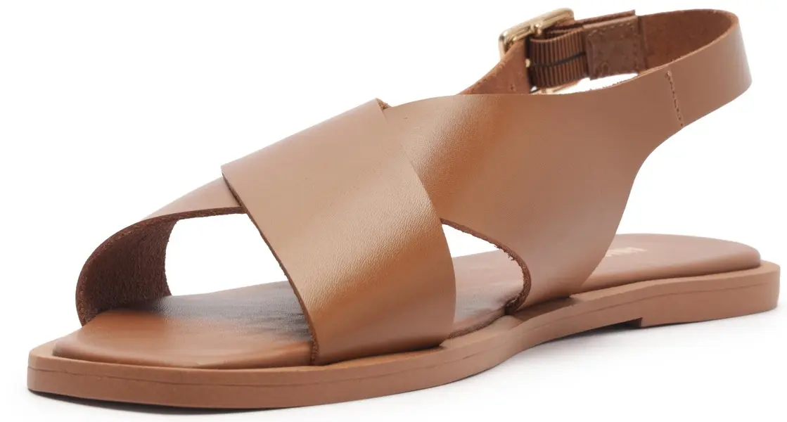 Brown Soft Leather Criss-Cross Slingback Sandal 4 Image