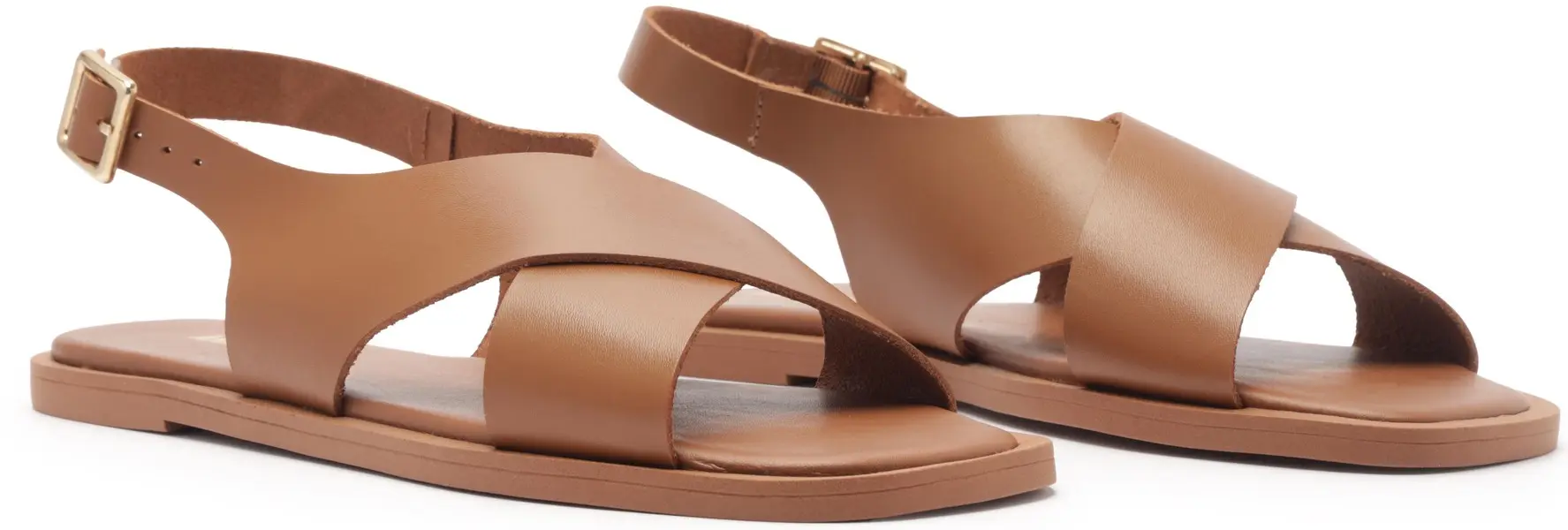Brown Soft Leather Criss-Cross Slingback Sandal 5 Image