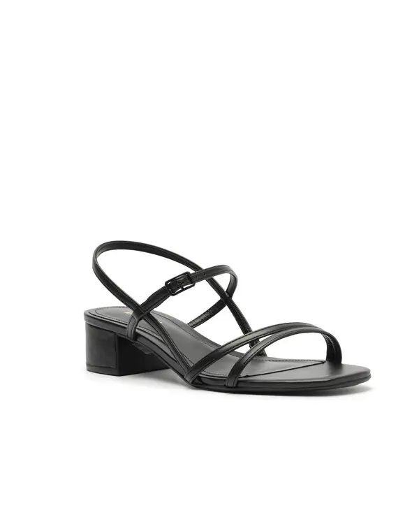 Black Block Heel Sandal with Thin Straps 1 Image