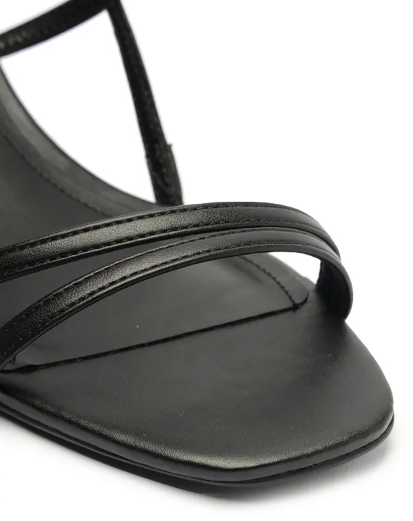 Black Block Heel Sandal with Thin Straps 2 Image