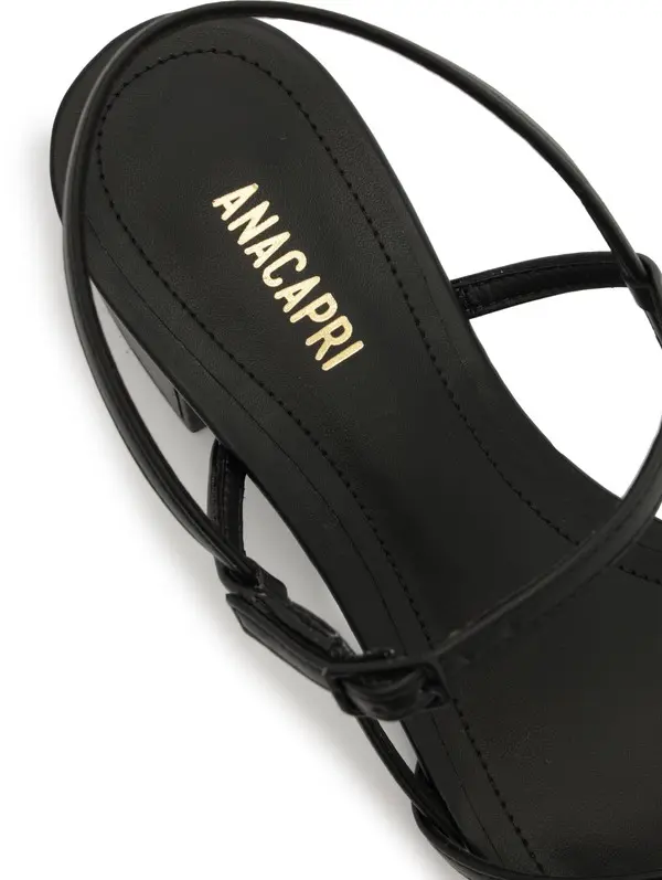Black Block Heel Sandal with Thin Straps 3 Image