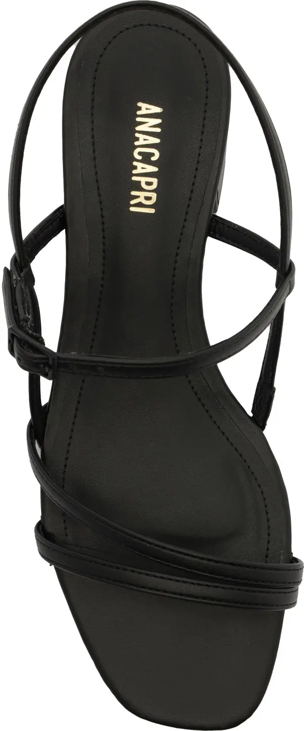 Black Block Heel Sandal with Thin Straps 4 Image
