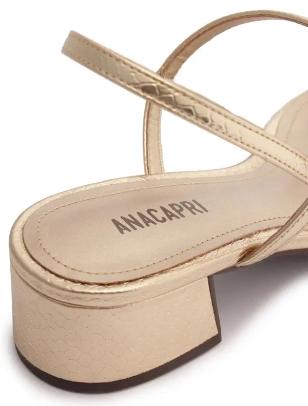 Gold Block Heel Sandal with Thin Straps 1 Image