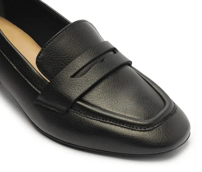 Leather Block Heel Loafer 2 Image