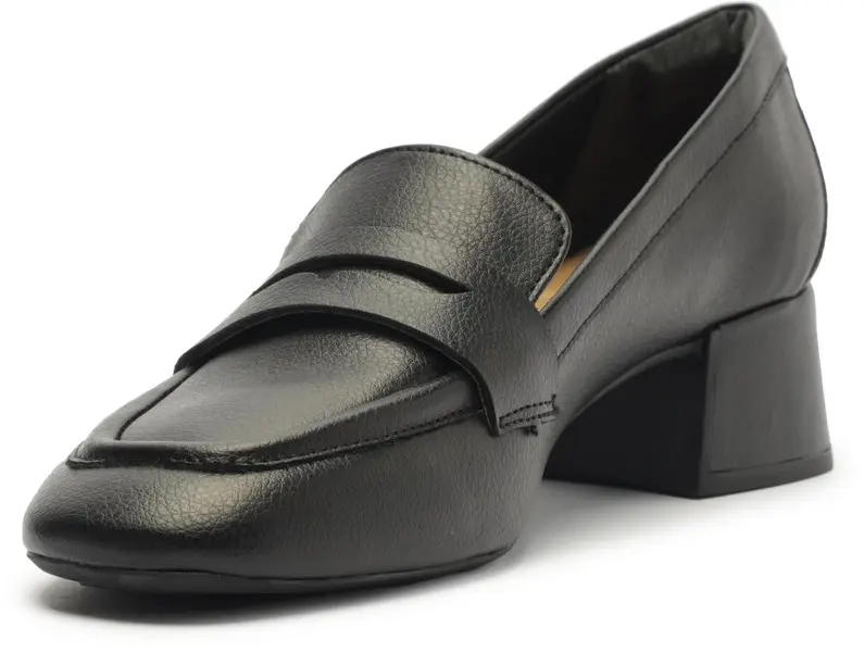 Leather Block Heel Loafer 4 Image