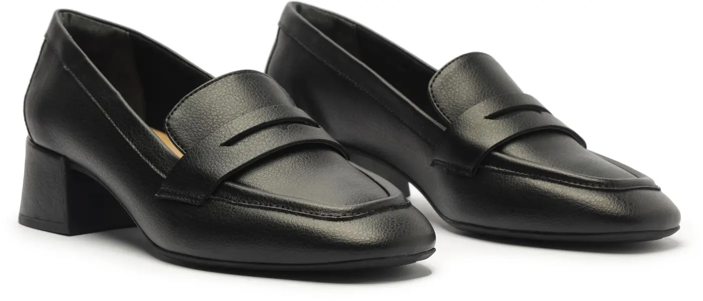 Leather Block Heel Loafer 5 Image