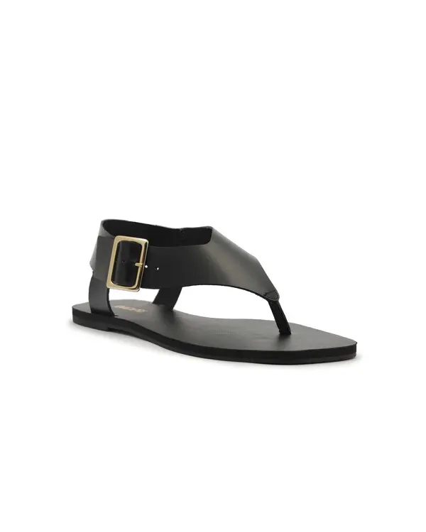 Leather Slim Flat Sandal with Buckle 1 Image