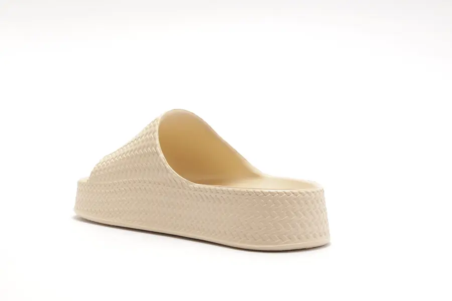 White Braided Flatform Slide with Strap 1 Image