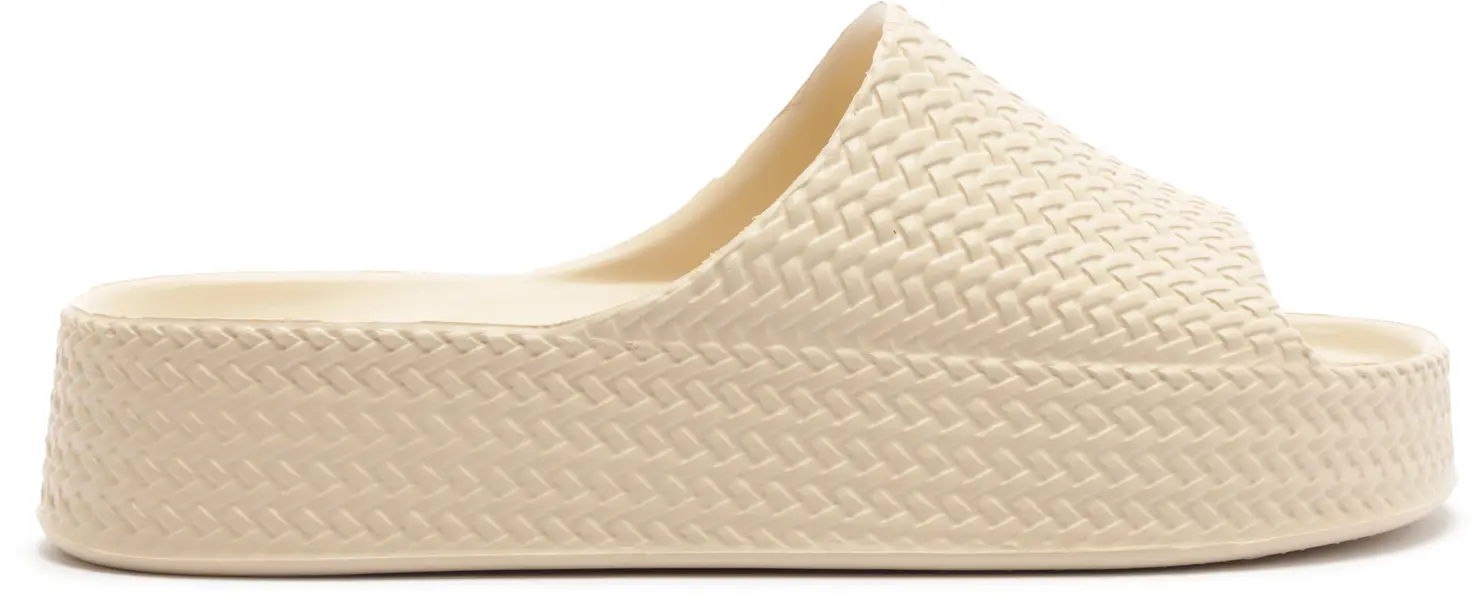 White Braided Flatform Slide with Strap 2 Image