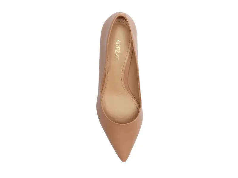 Nude Leather Stiletto Heel Pump with Pointed Toe 1 Image