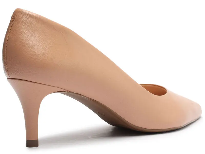 Nude Leather Stiletto Heel Pump with Pointed Toe 2 Image