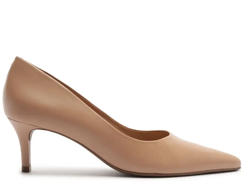 Nude Leather Stiletto Heel Pump with Pointed Toe 3 Image