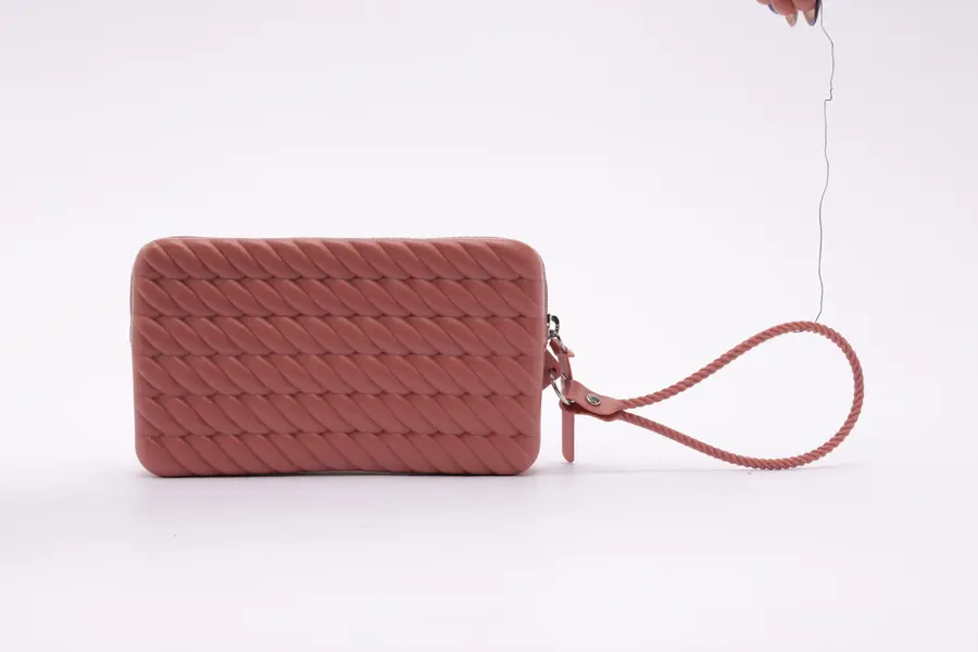 Pink Soft Quilted Pouch Bag with Moroccan Handle 1 Image