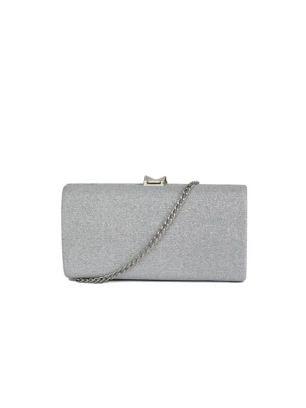 Shimmering Hard-Shell Clutch Bag with Sculptural Leaf Clasp 1 Image