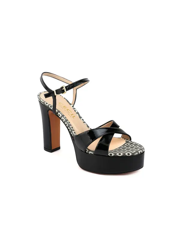 Patent Leather Criss-Cross Platform High Heel Sandals 1 Image