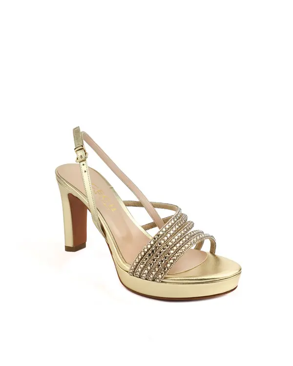 Sparkling Metallic Slingback Platform Sandals 1 Image