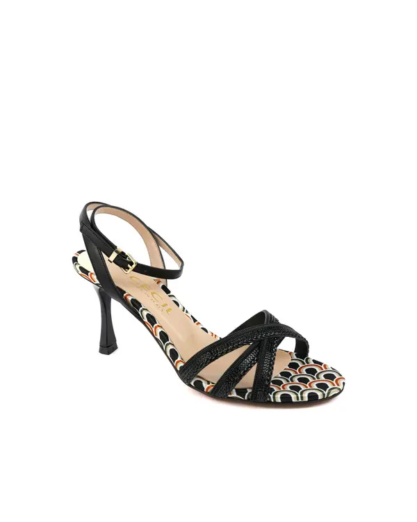 Patterned Heeled Strappy Sandals 1 Image