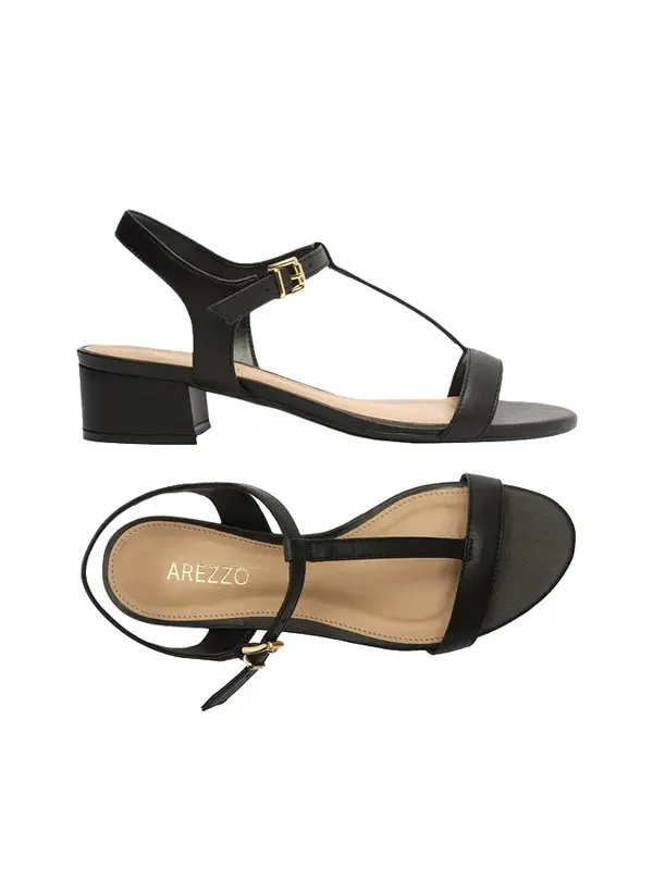 Basic Black Low Block Heel Sandal 2 Image