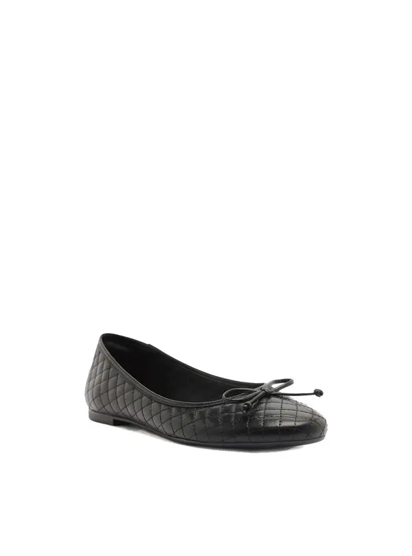 Black Quilted Round-toe Ballet Flats 4 Image