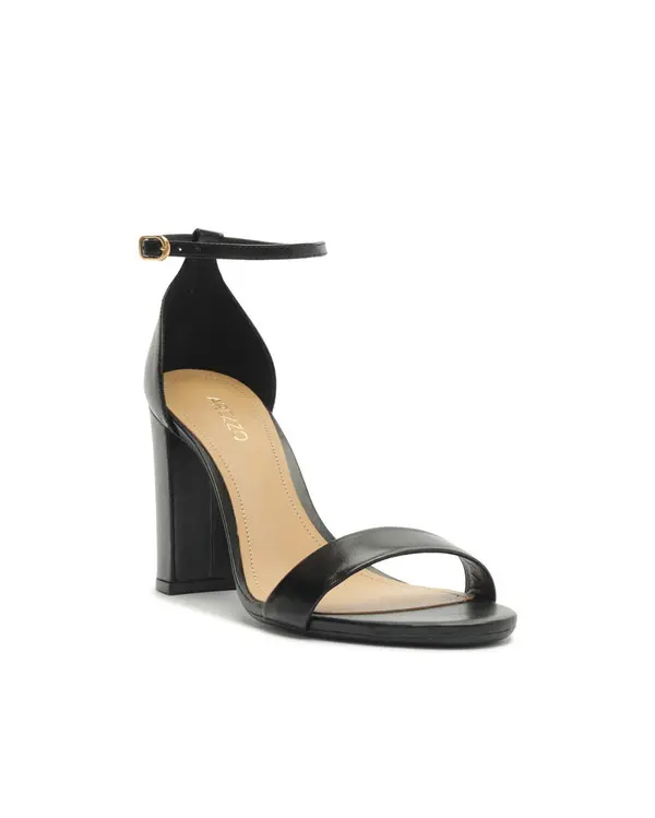 Black Soft Leather Sandal with High Block Heel 1 Image