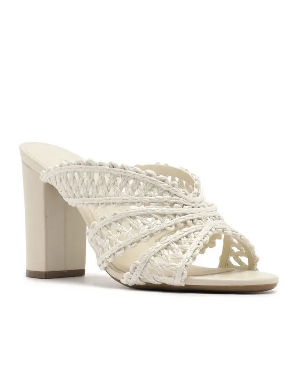 Off-White Woven Macramé Block Heel Mule 1 Image