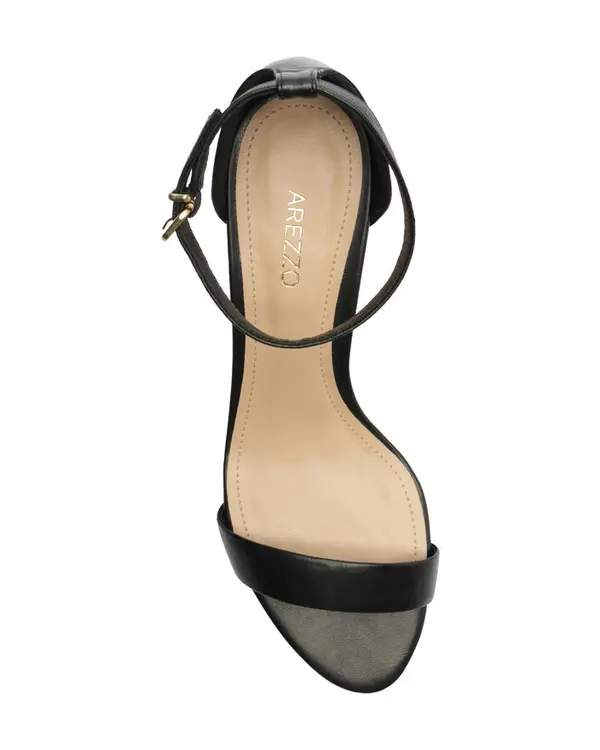 Black Leather Kitten Heel Sandal with Ankle Strap 2 Image