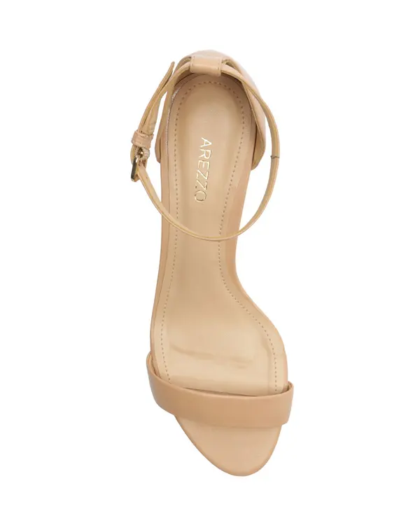 Nude Leather Kitten Heel Sandal with Ankle Strap 2 Image