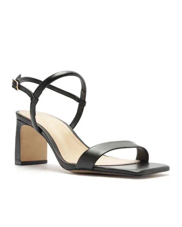 Black Leather Monochromatic Block Sandal 1 Image