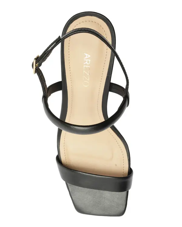 Black Leather Monochromatic Block Sandal 2 Image