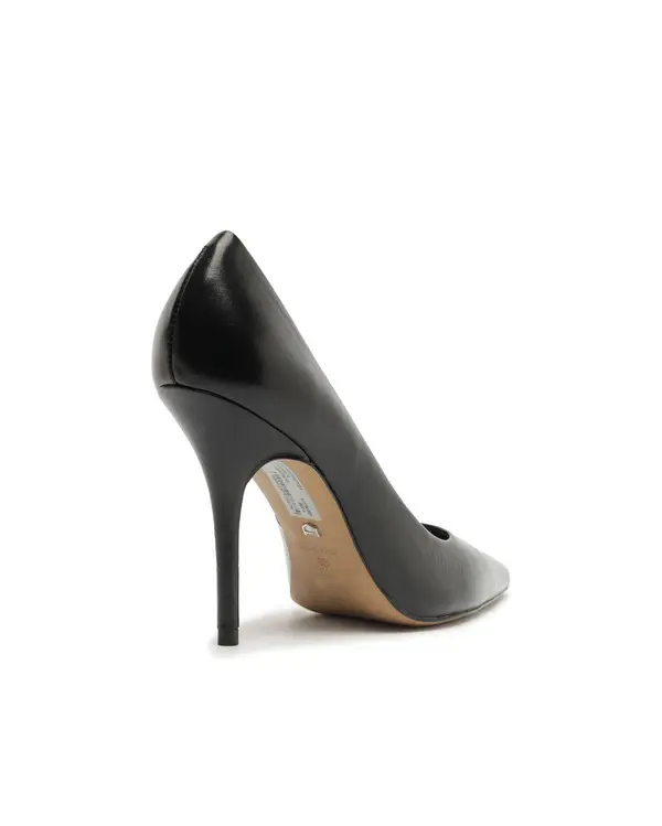 Black Leather High Heel Pointed Toe Pumps 1 Image