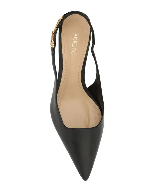 Black Leather Slingback Pump with Metal Detail 2 Image