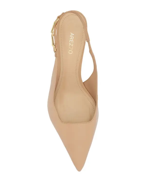 Nude Leather Slingback Pump with Metal Detail 2 Image