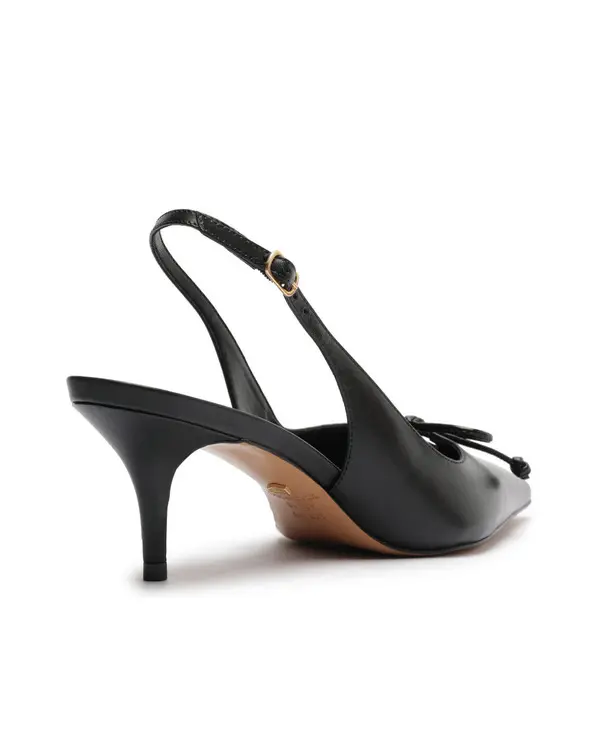 Leather Bow-Accent Slingback Pointed Toe Pump 1 Image