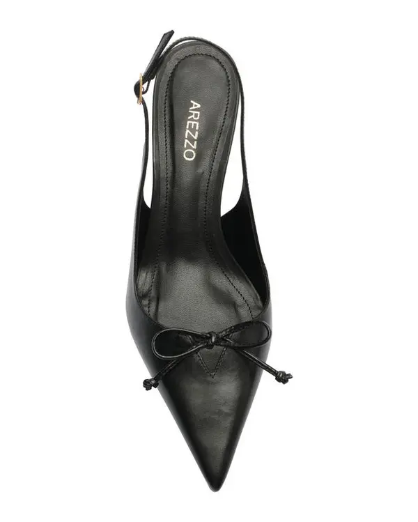 Leather Bow-Accent Slingback Pointed Toe Pump 2 Image