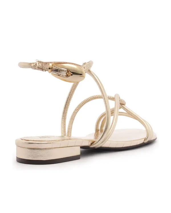 Gold Flat Sandal with Bold Metal Straps 1 Image
