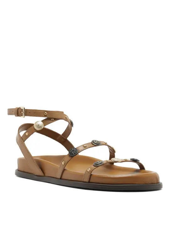 Light Brown Leather Papete Sandal with Studded Straps 1 Image