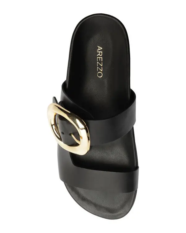 Black Leather Papete Slipper with Organic Buckle 2 Image