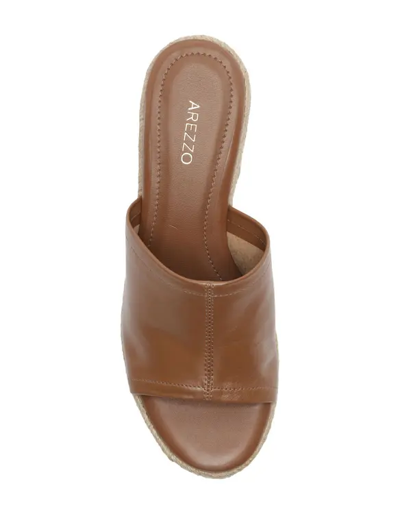 Brown Leather Platform Mule with Rope Strap 2 Image