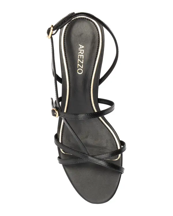 Black Leather Sandal with Stiletto Heel and Curved Strap 2 Image