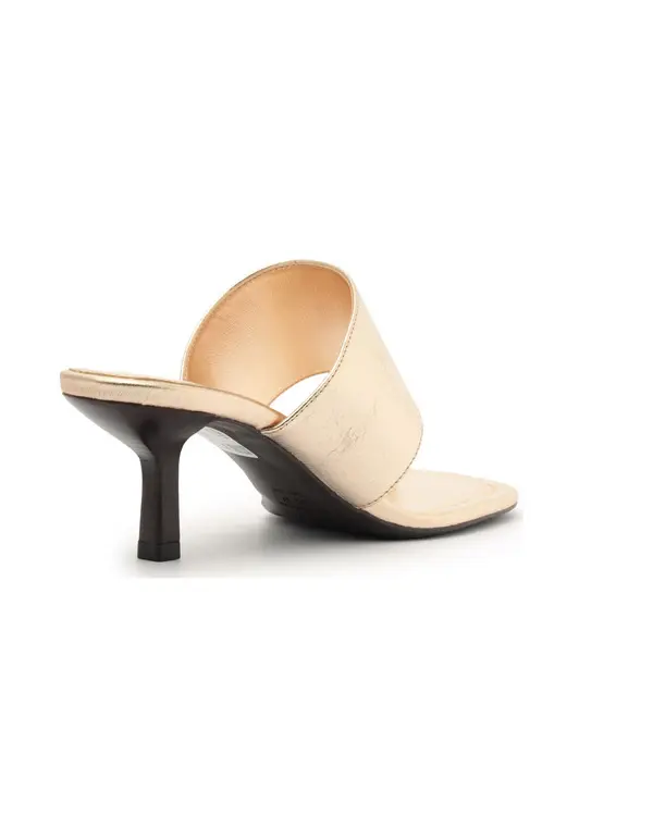 Metallic Gold Toe-Loop Heeled Mule 1 Image
