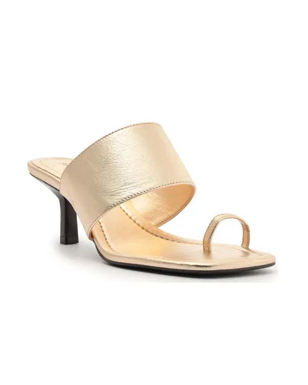 Metallic Gold Toe-Loop Heeled Mule 2 Image
