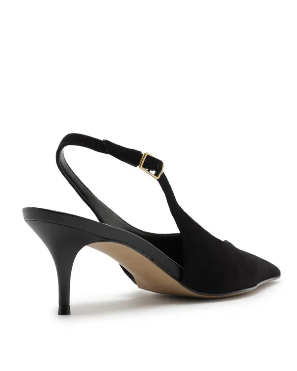 Black Suede Kitten Heel Slingback Pump 2 Image