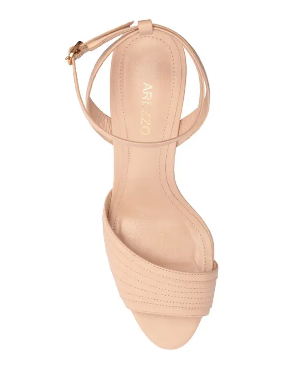 Pink Leather Ankle-Strap Stiletto Sandal With Strappy Stitching 2 Image