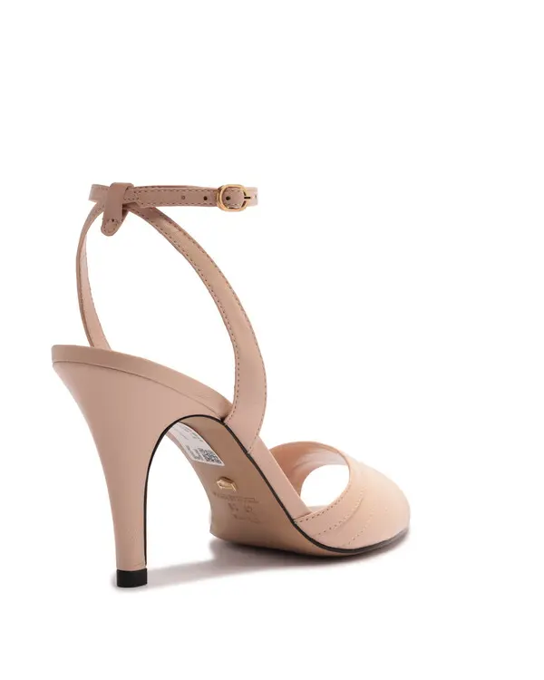 Pink Leather Ankle-Strap Stiletto Sandal With Strappy Stitching 3 Image