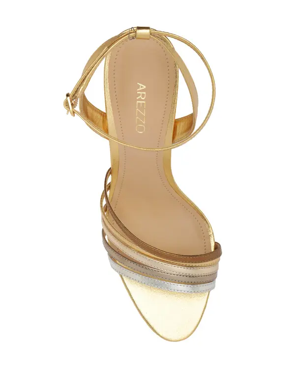 Metallic Gold Strappy Ankle-Strap Sandal 2 Image