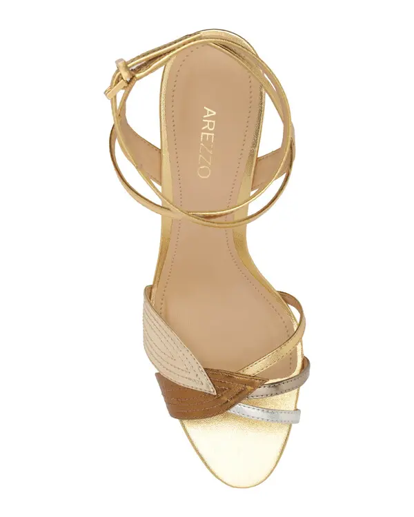 Gold High Heel Sandal with Leaf Straps 2 Image