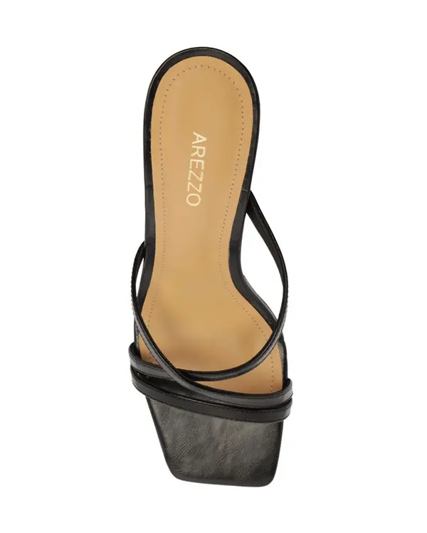 Black Strappy Square-Toe Block Heel Mule 2 Image