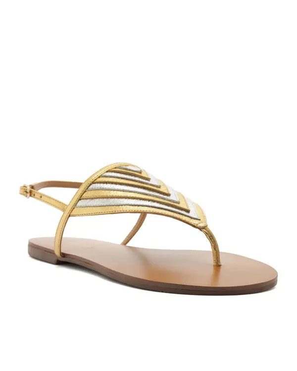 Metallic Gold and Silver Geometric Thong Sandal 1 Image