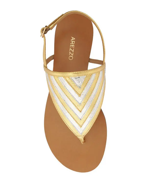 Metallic Gold and Silver Geometric Thong Sandal 2 Image