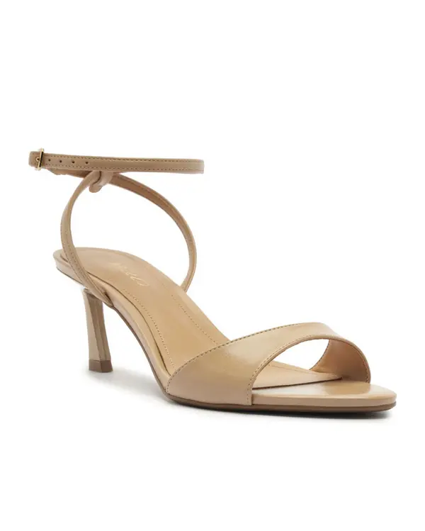 Nude Leather Ankle-Strap Kitten Heel Sandal 1 Image
